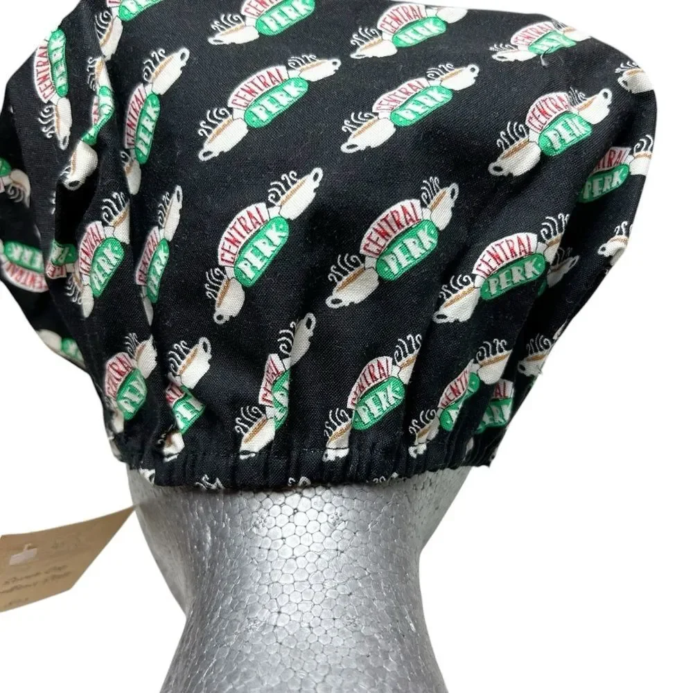 Scrub Cap Bouffant Style Elastic Back Friends Central Perk Handmade